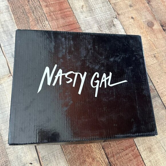 Nasty Gal Black Faux Suede Block Heel Pointed Toe Sock Boots Size 6 - Picture 3 of 12